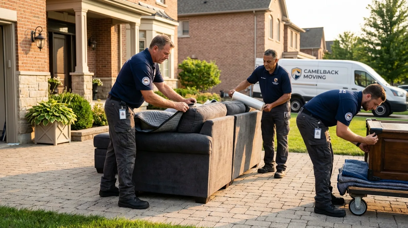 Large estate moving crew wrapping furniture in Richland, GA