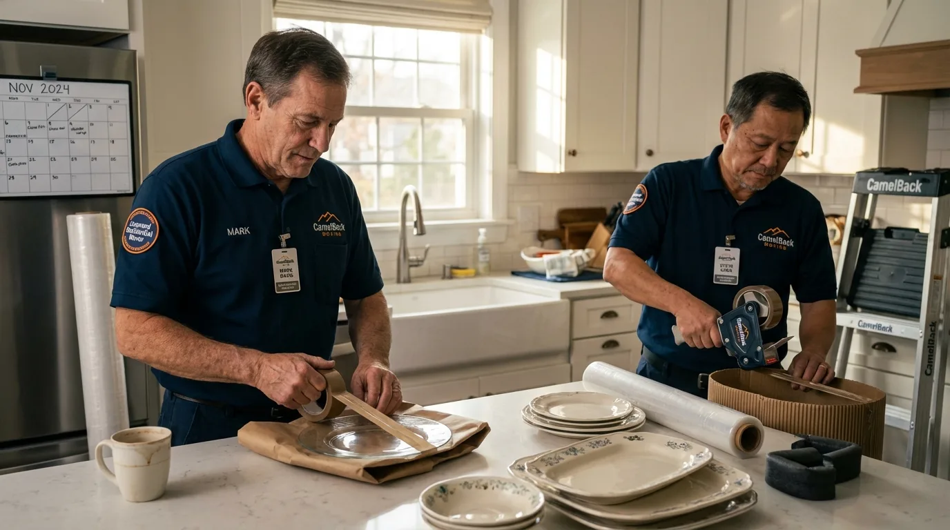 Professional crew packing kitchen dishware in Richland, GA